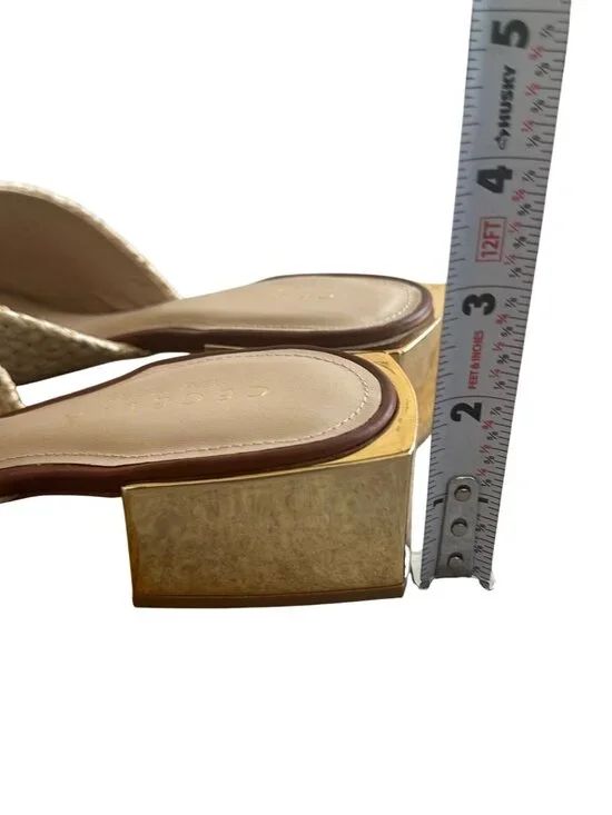 CECELIA NEW YORK Straw Gold Block Heels Sandals Size 10 - Picture 13 of 13
